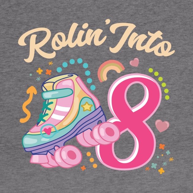 Roller Skate Groovy 8th Birthday Girls B-day Gift For Kids Girls toddlers by FortuneFrenzy